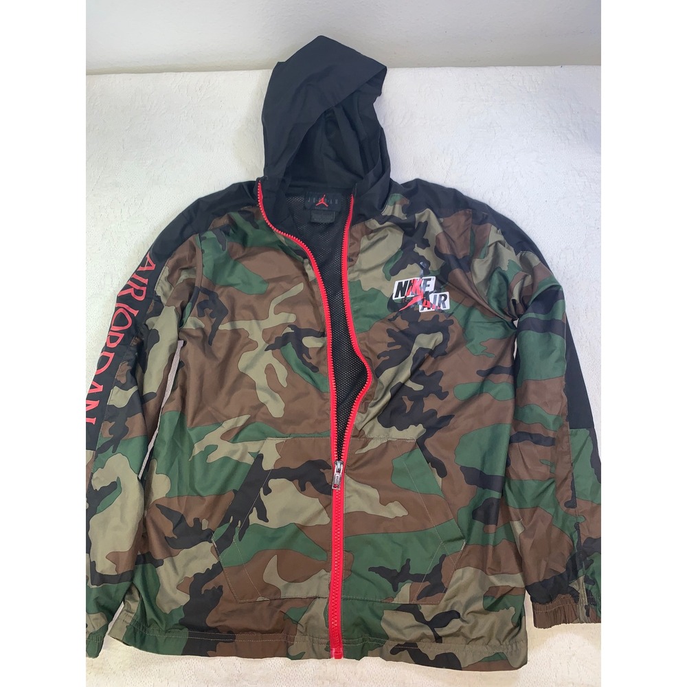 Jordan Boys Camo Windbreaker Jacket Nike Air Jumpman Full Zip Large 12-13Y